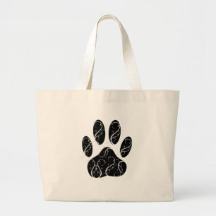 Bolso De Tela Gigante Impresión de garras de perro negro con aromas blan
