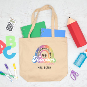 Bolso De Tela Gigante Impresión de leopardo arco iris del profesor Vibes