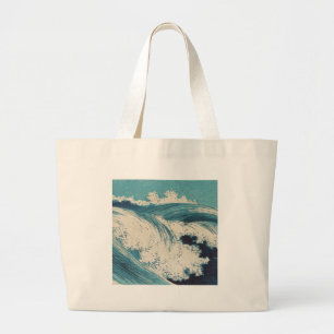 Bolso De Tela Gigante Impresión de océanos de olas azules japonesas anti