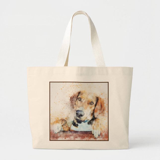 Bolso De Tela Gigante Impresión de perro abstracta (Frente)