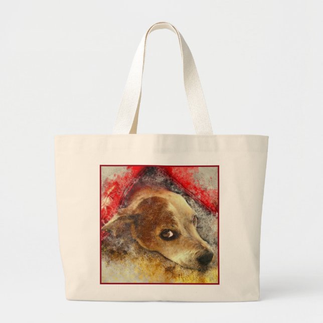 Bolso De Tela Gigante Impresión de perro abstracta (Frente)