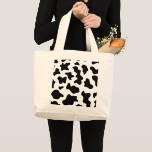 Bolso De Tela Gigante impresión de vaca de granja blanca y negra