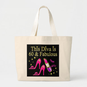 BOLSO DE TELA GIGANTE IMPRESIONANTE DISEÑO DIVA DE CUMPLEAÑOS 60