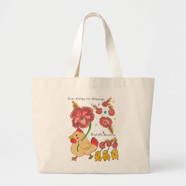 Bolso De Tela Gigante "Incluso los retrasos son bendiciones, ¡confía en  (Frente)