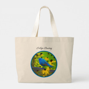 Bolso De Tela Gigante Indigo Bunting en la pintura de cercas arte origin