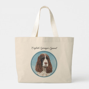 Bolso De Tela Gigante Inglés Springer Spaniel Pintura Original Perro Art