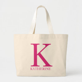 Bolso De Tela Gigante Inicial de monograma de nombre personalizado