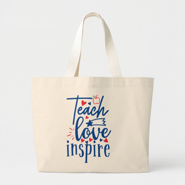 Bolso De Tela Gigante Inspira amor de enseñanza (Frente)