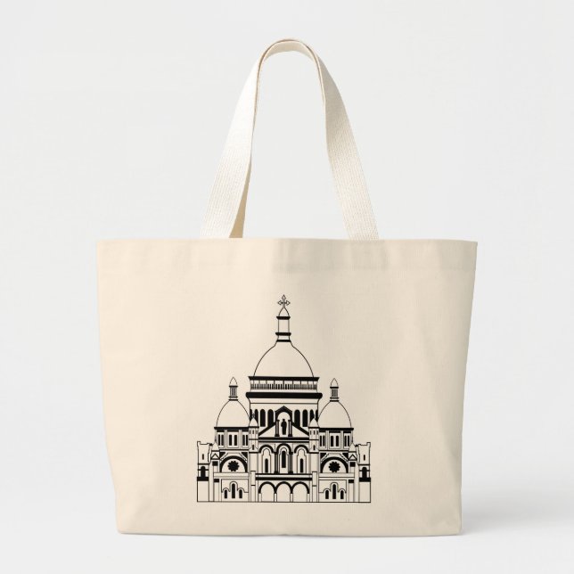 Bolso De Tela Gigante Inspirado por el Sacre Coeur, Montmartre (Frente)