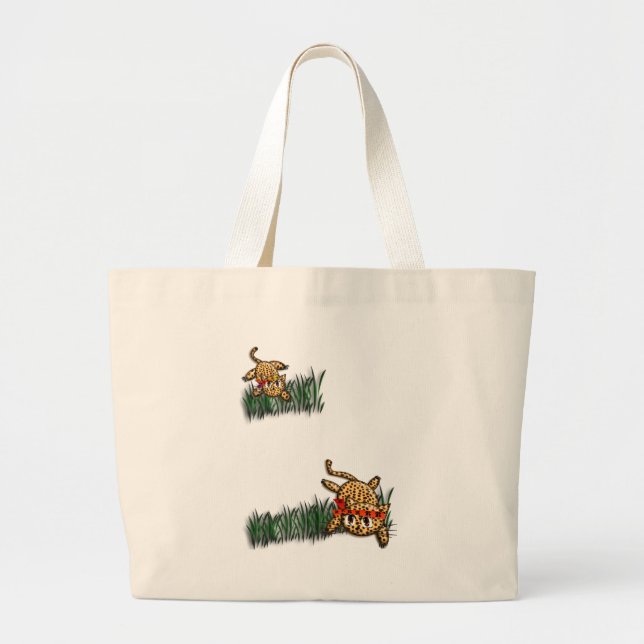 Bolso De Tela Gigante Invitaciones al cumpleaños del Safari de Leopard U (Frente)