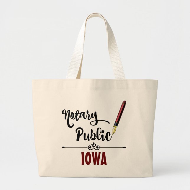 Bolso De Tela Gigante Iowa Notary Public Ink Pen (Frente)
