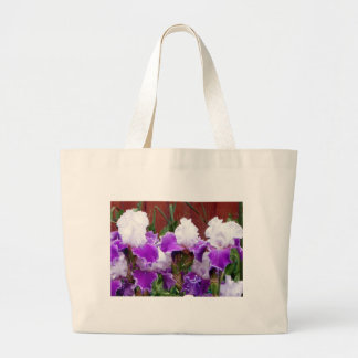 Bolso De Tela Gigante Iris púrpuras y blancos