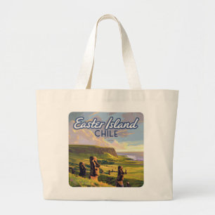 Bolso De Tela Gigante Isla de Pascua Chile Moai Rapa Nui Retro