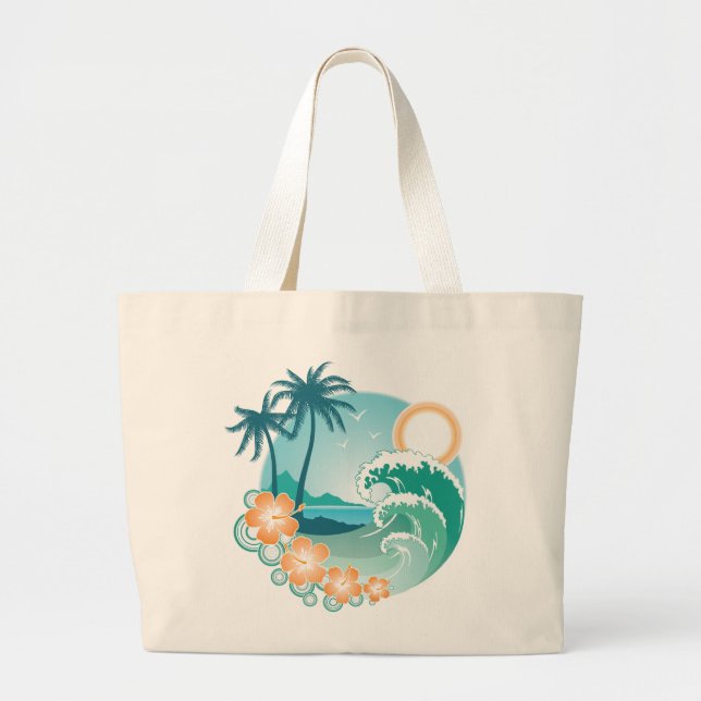 Bolso De Tela Gigante Isla Tropical (Frente)