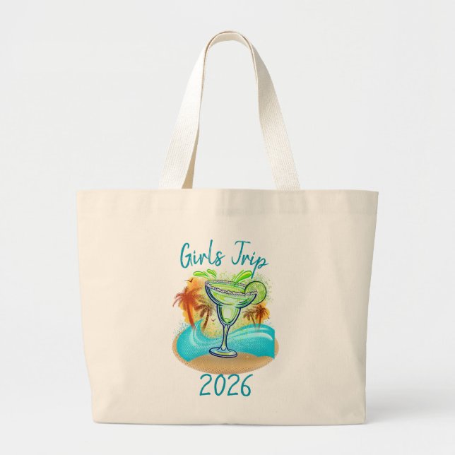 Bolso De Tela Gigante Isla Tropical Personalizada (Frente)