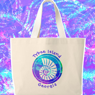 Bolso De Tela Gigante Isla Tybee Georgia Colorful Ocean Seashell