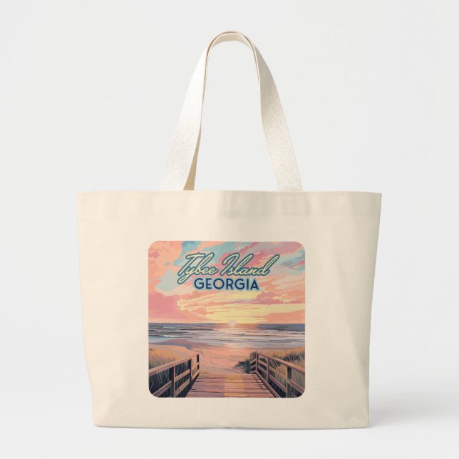 Bolso De Tela Gigante Isla Tybee Georgia Sunrise Beach Savannah (Frente)
