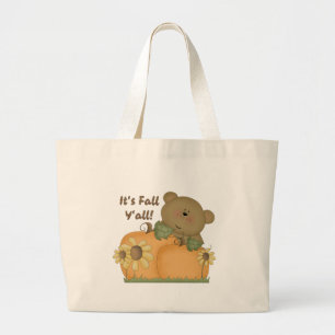 Bolso De Tela Gigante "It's Fall Y'all" Otoño Teddy Bear Tote Bag