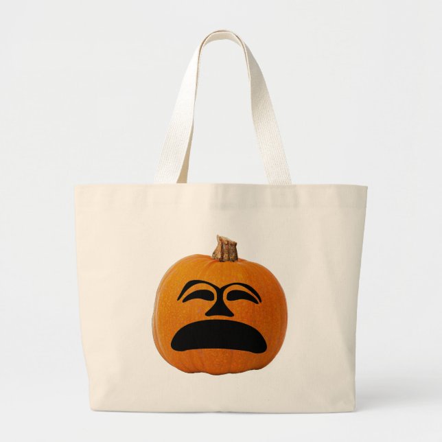 Bolso De Tela Gigante Jack o' Lantern Cara infeliz, calabaza de Hallowee (Frente)