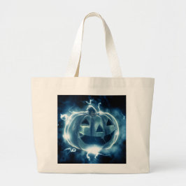Bolso De Tela Gigante jack-o-lantern en la lluvia