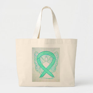 Bolso De Tela Gigante Jade Green Awareness Ribbon Personalizado de arte