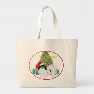 Bolso De Tela Gigante Japanese Chin Feliz Navidad