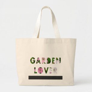Bolso De Tela Gigante Jardín Amor Floral Texto rosa Verde Blanco