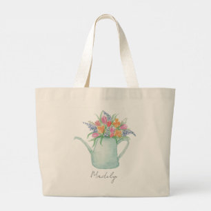 Bolso De Tela Gigante Jardín de acuarela caprichosa