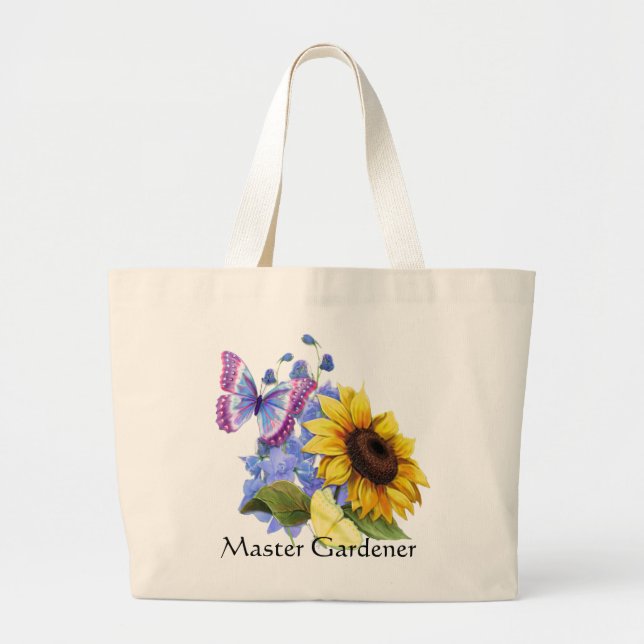 Bolso De Tela Gigante Jardín de girasoles de mariposa (Frente)