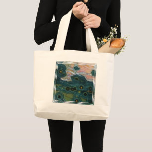 Bolso De Tela Gigante Jasper Oceánico de Manchas Verdes
