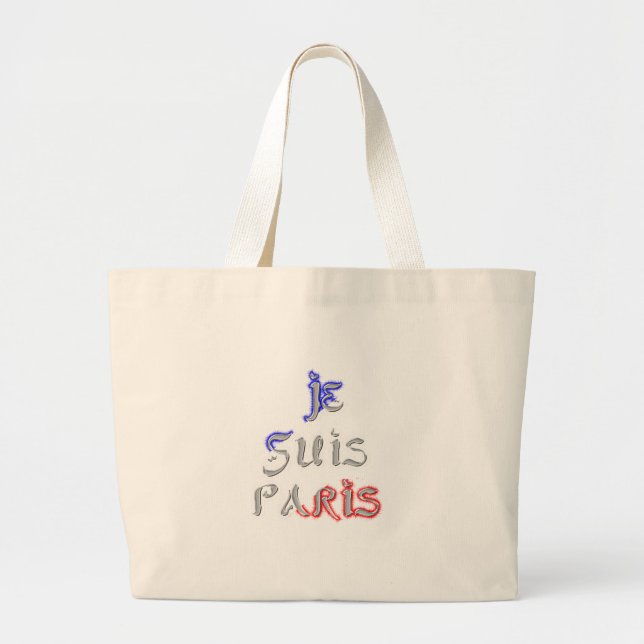 Bolso De Tela Gigante Je Suis Paris I Love Paris Texto Art Imprimir (Frente)