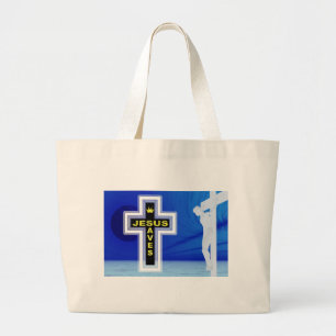 Bolso De Tela Gigante Jesús salva la imagen de crucifixión