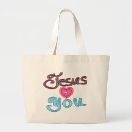 Bolso De Tela Gigante Jesús te ama con el Personalizado del corazón cris