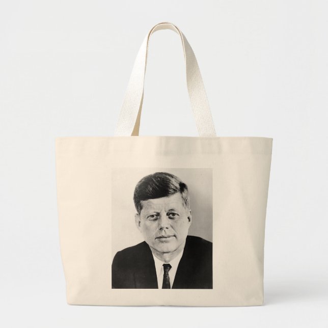 Bolso De Tela Gigante JFK John F. Kennedy blanco y negro (Frente)
