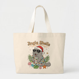 Bolso De Tela Gigante Jingle Shells Tropical Santa Manatee Christmas