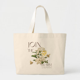 Bolso De Tela Gigante Join The Swarm Vintage Botanical Honeybee