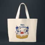 Bolso De Tela Gigante Judaica Happy Hanukkah Dancing Dreidels Doughnut<br><div class="desc">Está viendo la colección Lee Hiller Designs of Home and Office Decor, Apparel, Gifts and Collectibles. Los diseños incluyen la fotografía Lee Hiller y la colección de arte digital de medios mixtos. Puedes ver su fotografía de la naturaleza en http://HikeOurPlanet.com/ y seguir su blog de senderismo dentro del Parque Nacional...</div>