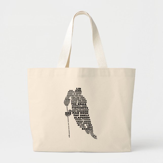 Bolso De Tela Gigante Jugador de hockey Arte de texto (Frente)