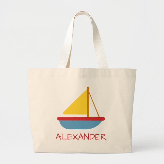 Bolso De Tela Gigante Juguete Nautical Tailboat Personalizado para Niños (Frente)