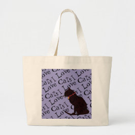 Bolso De Tela Gigante Jumbo I Love Cats Lilac Graphic Tote