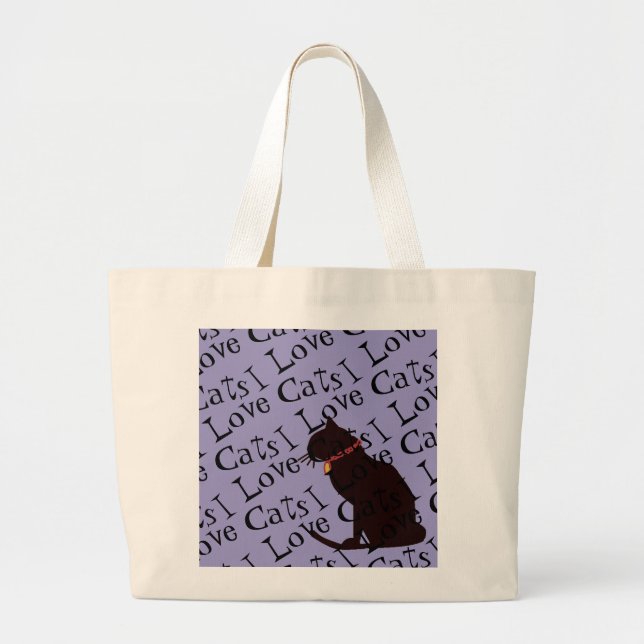 Bolso De Tela Gigante Jumbo I Love Cats Lilac Graphic Tote (Frente)
