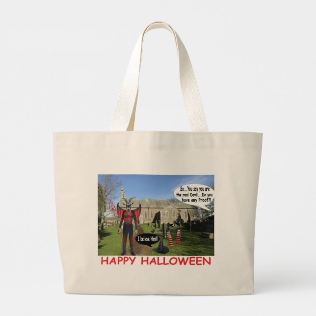 Bolso De Tela Gigante jumbo tote feliz halloween, cabra del diablo (Reverso)