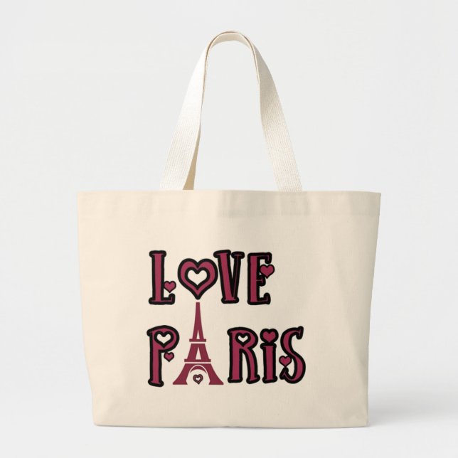Bolso De Tela Gigante Jumbo Tote - Love Paris (Frente)