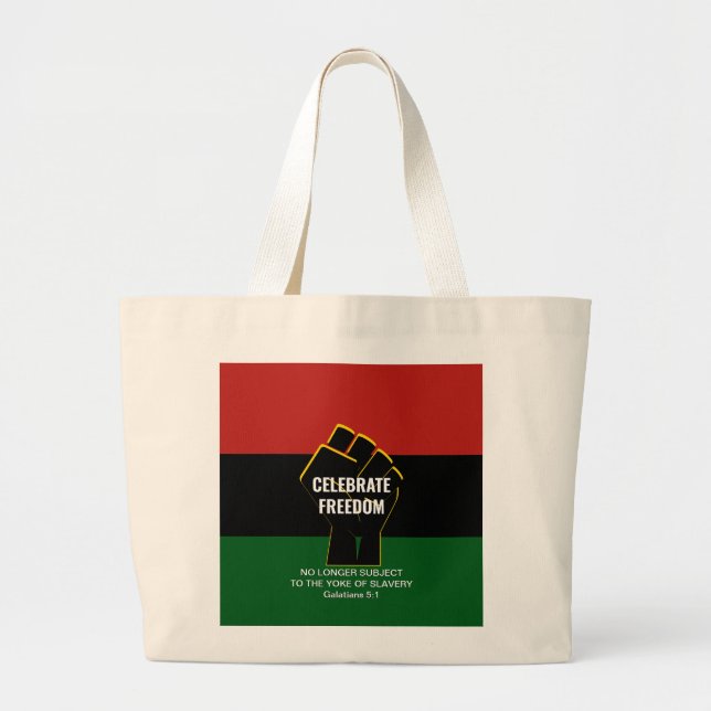Bolso De Tela Gigante Juneteeth | CELEBRAR LA LIBERTAD | Cristiano (Frente)