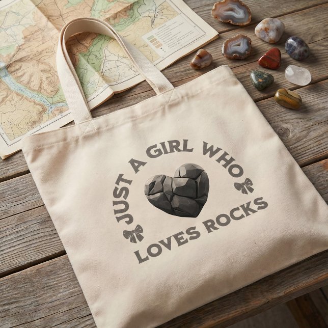 Bolso De Tela Gigante Just a Girl Who Loves Rocks Geology Heart (Subido por el creador)