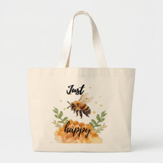 Bolso De Tela Gigante Just Bee Happy - acuarela