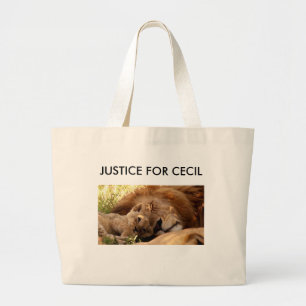 Bolso De Tela Gigante Justicia para Cecil el León con su cachorro