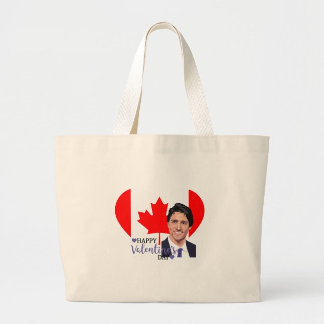Bolso De Tela Gigante justin trudeau valentine (Frente)