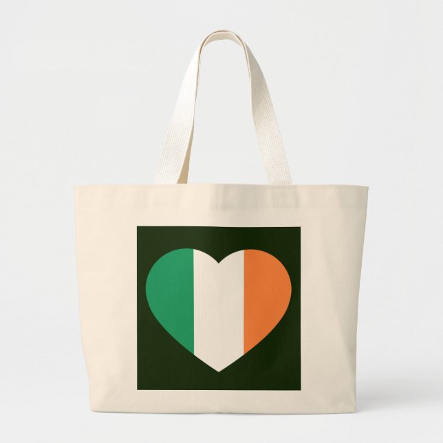 Bolso De Tela Gigante Jutcnt irlandés Heartflag (Frente)