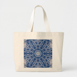 Bolso De Tela Gigante Kaleidoscope Azul brillante, blanco, una sola estr